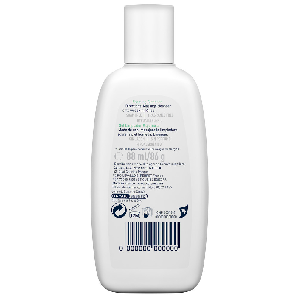 CeraVe Schiuma Detergente Seboregolatrice Viso e Corpo, Per Pelli da Normali a Grasse, 88 ml