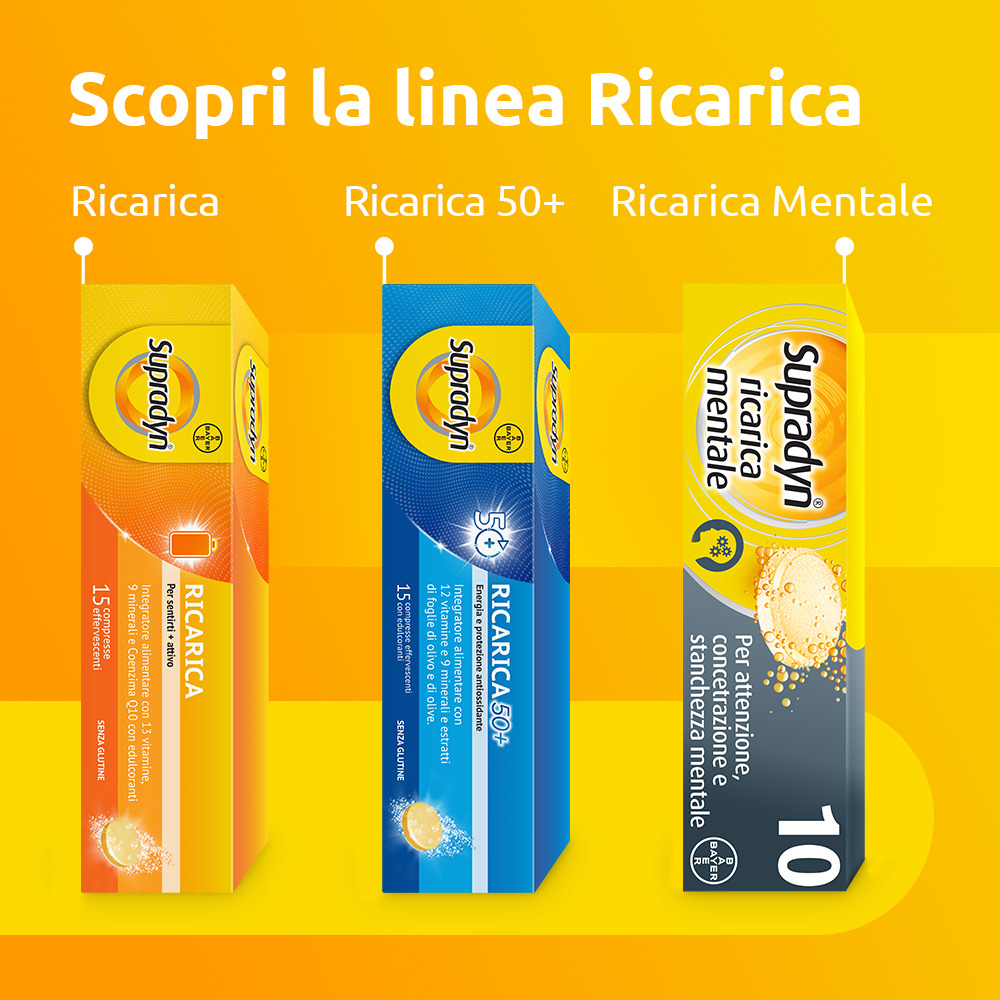 Supradyn Ricarica Integratore Multivitaminico Completo con Vitamine A, B, C, D, E, K, Minerali e Coenzima Q10 contro la Stanchezza, Gusto Arancia, 35 Compresse Rivestite