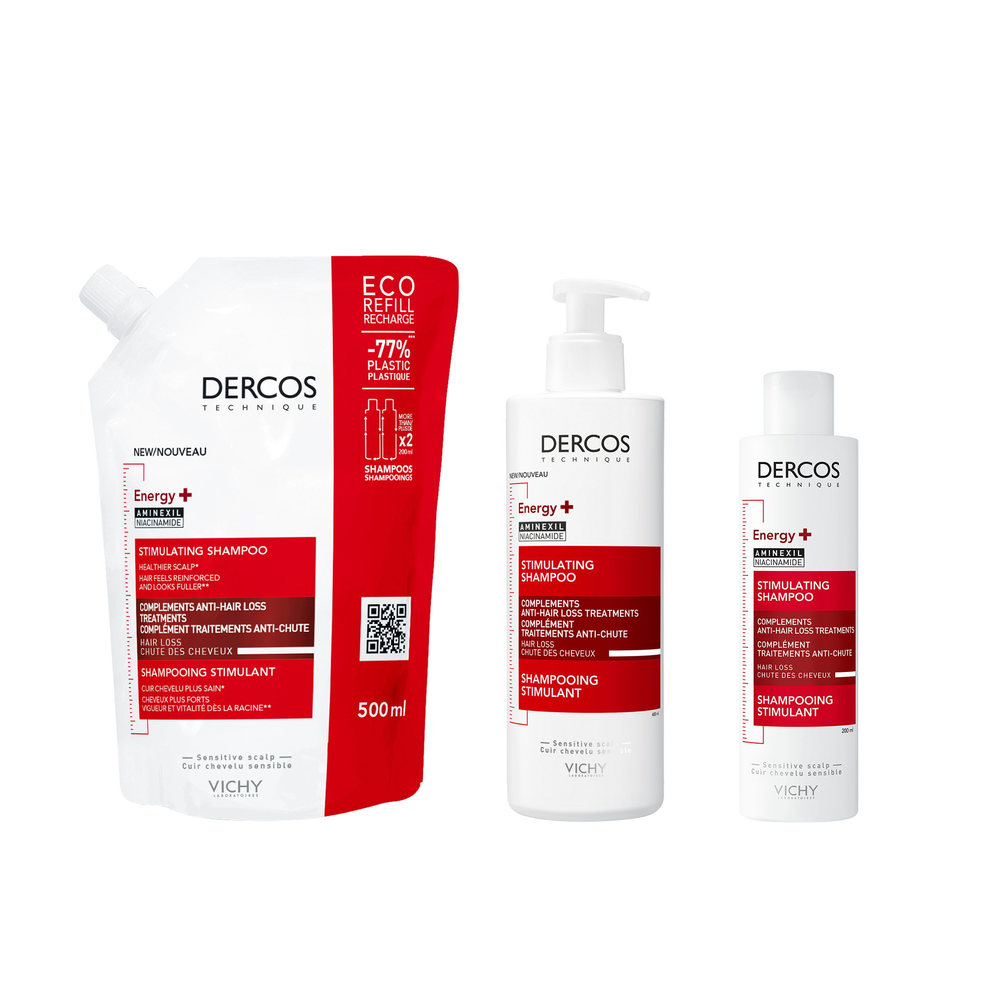 Vichy Dercos Shampoo stimolante Energy+ trattamento complementare anti-caduta 390 ml