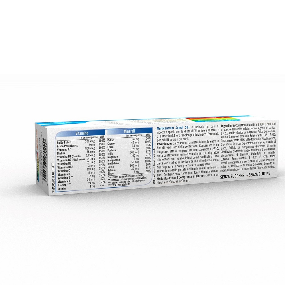 Multicentrum Select 50+ Effervescente Integratore Alimentare Multivitaminico Multiminerale 20 Cpr