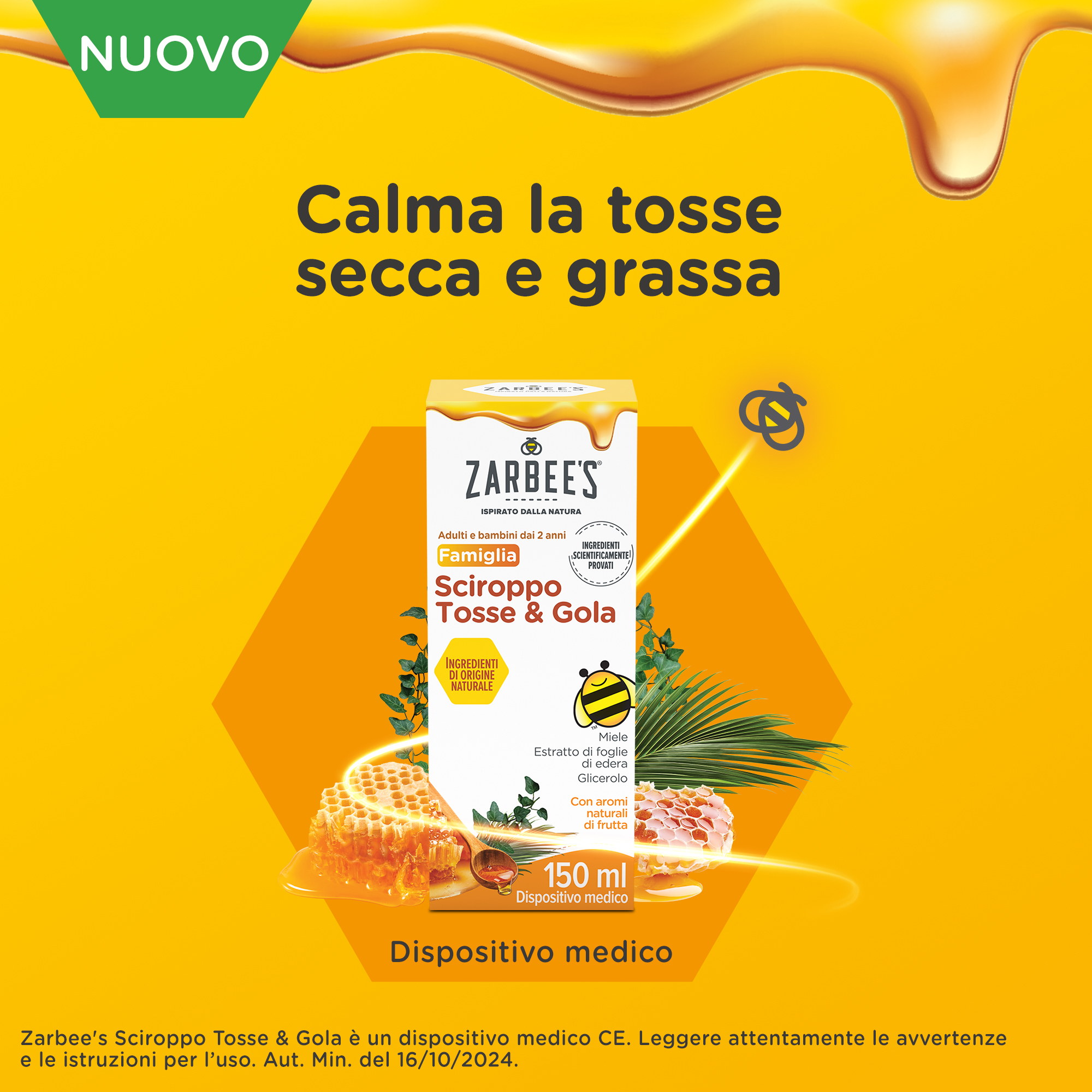 Zarbee's Sciroppo Tosse & Gola 150 ml, Sciroppo tosse  adulti e bambini a partire dai 2 anni
