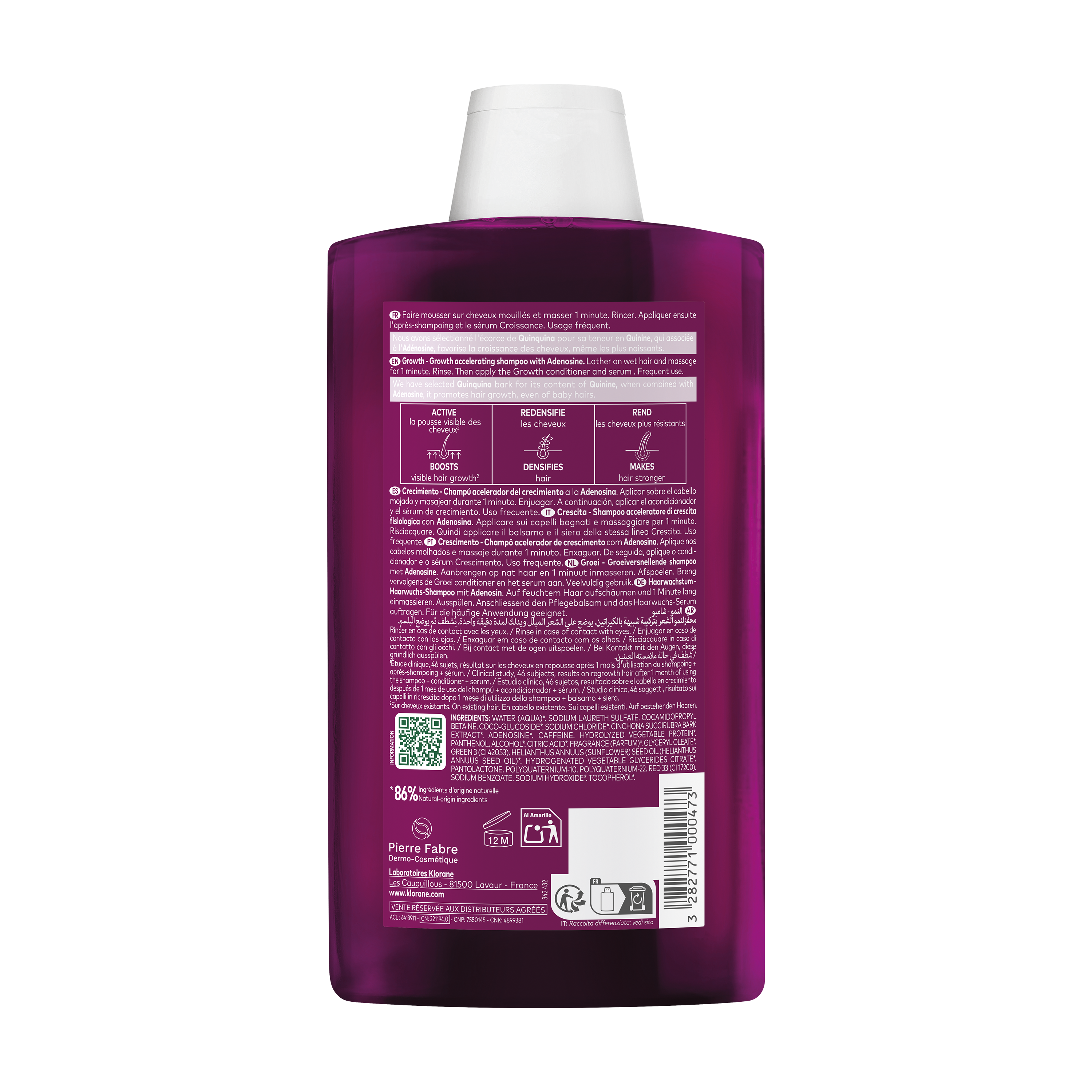 Klorane - Crescita - Shampoo Acceleratore Di Crescita Fisiologica Alla Chinina 400 ml