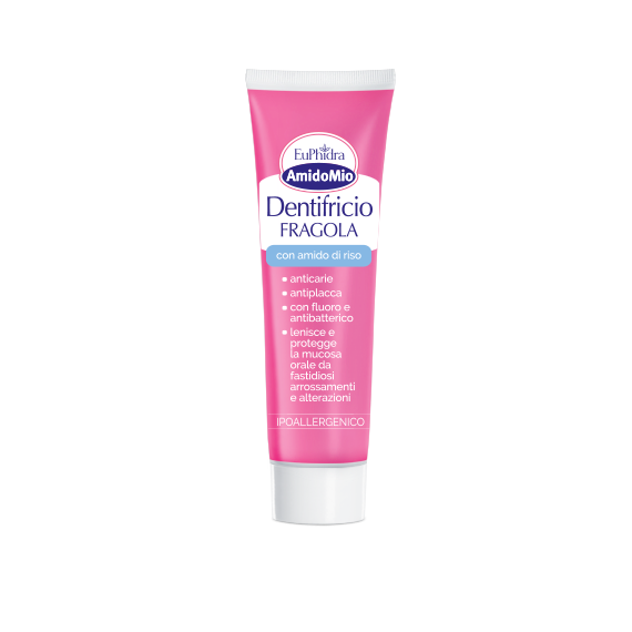Euphidra AmidoMio Dentifricio Fragola - Anticarie ed antiplacca per bambini dai 3 anni in su - 50 ml