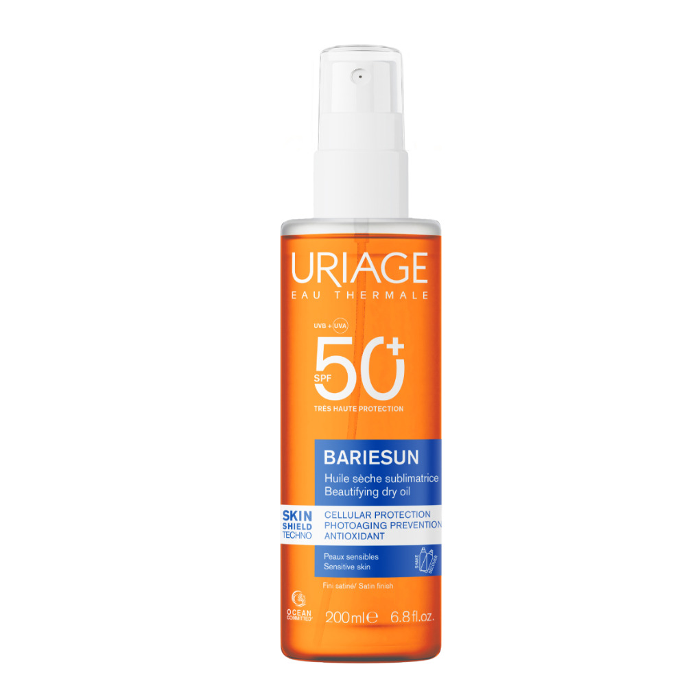 Uriage - Bariésun Olio Solare Secco Illuminante SPF50+ Per Viso, Corpo E Capelli 200 ml