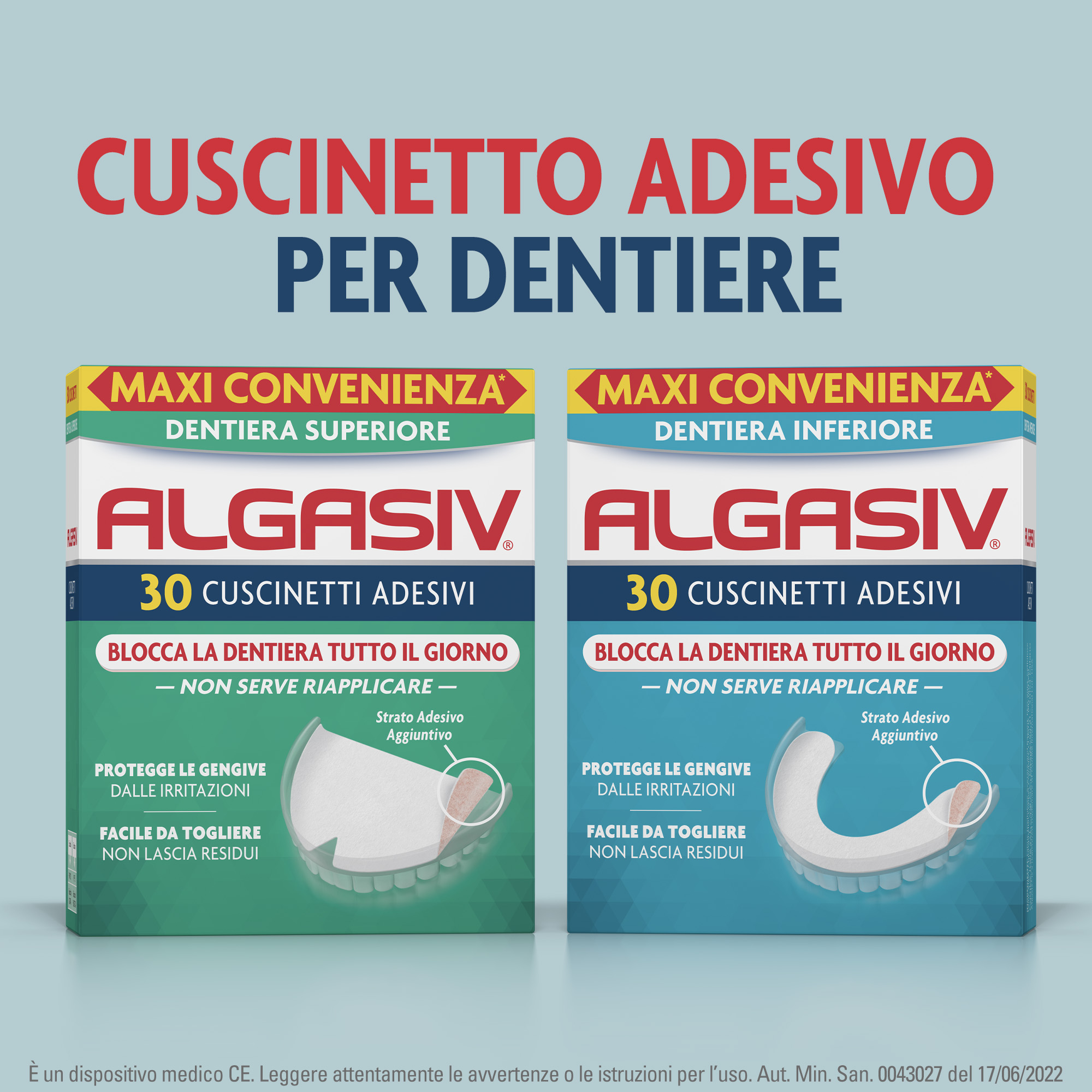 Algasiv - Adesivo per protesi dentaria inferiore - 15 cuscinetti
