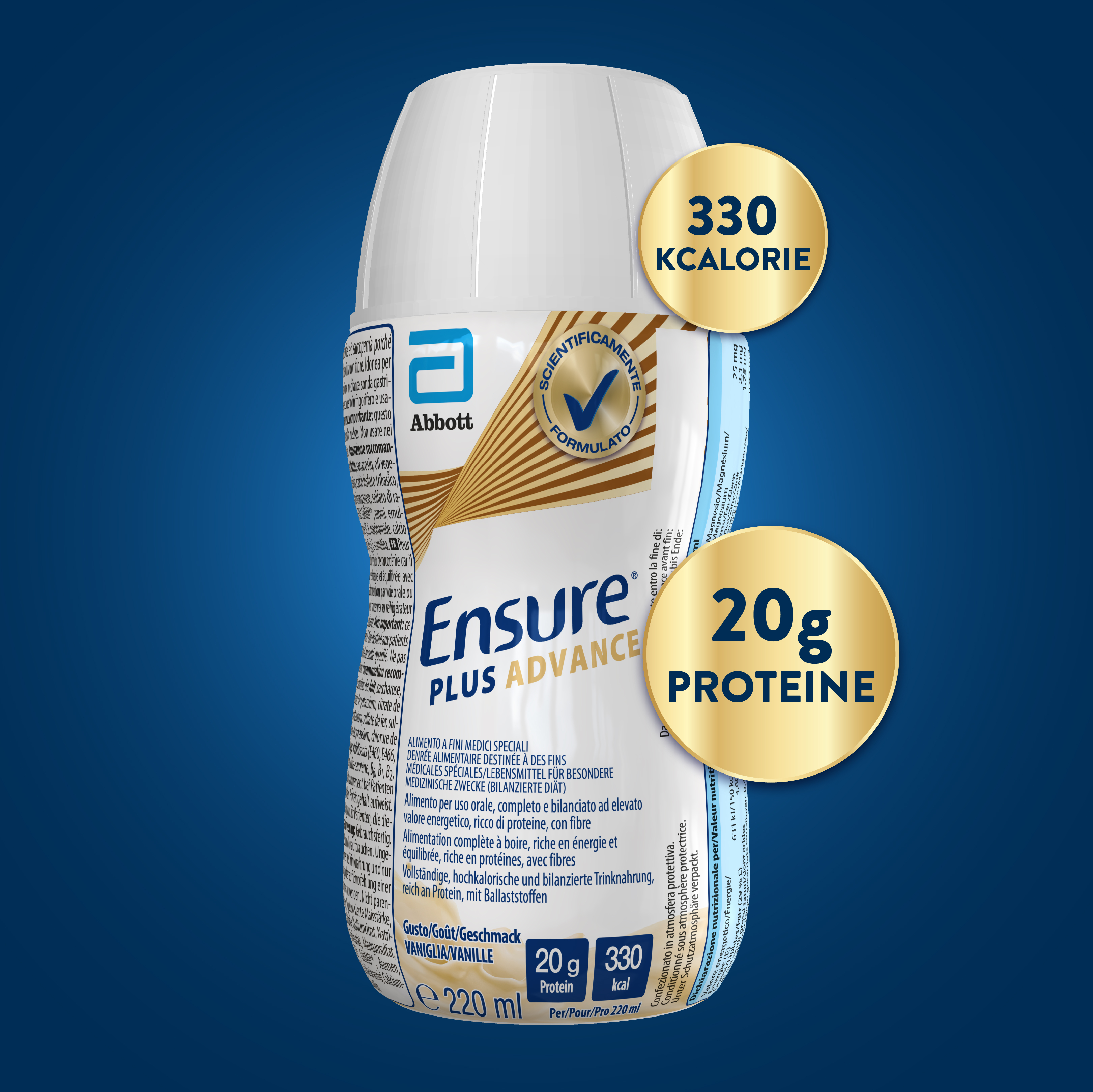 Ensure Plus Advance Alimento a Fini Medici Speciali Iperproteico ed Ipercalorico Vaniglia 4x220ml