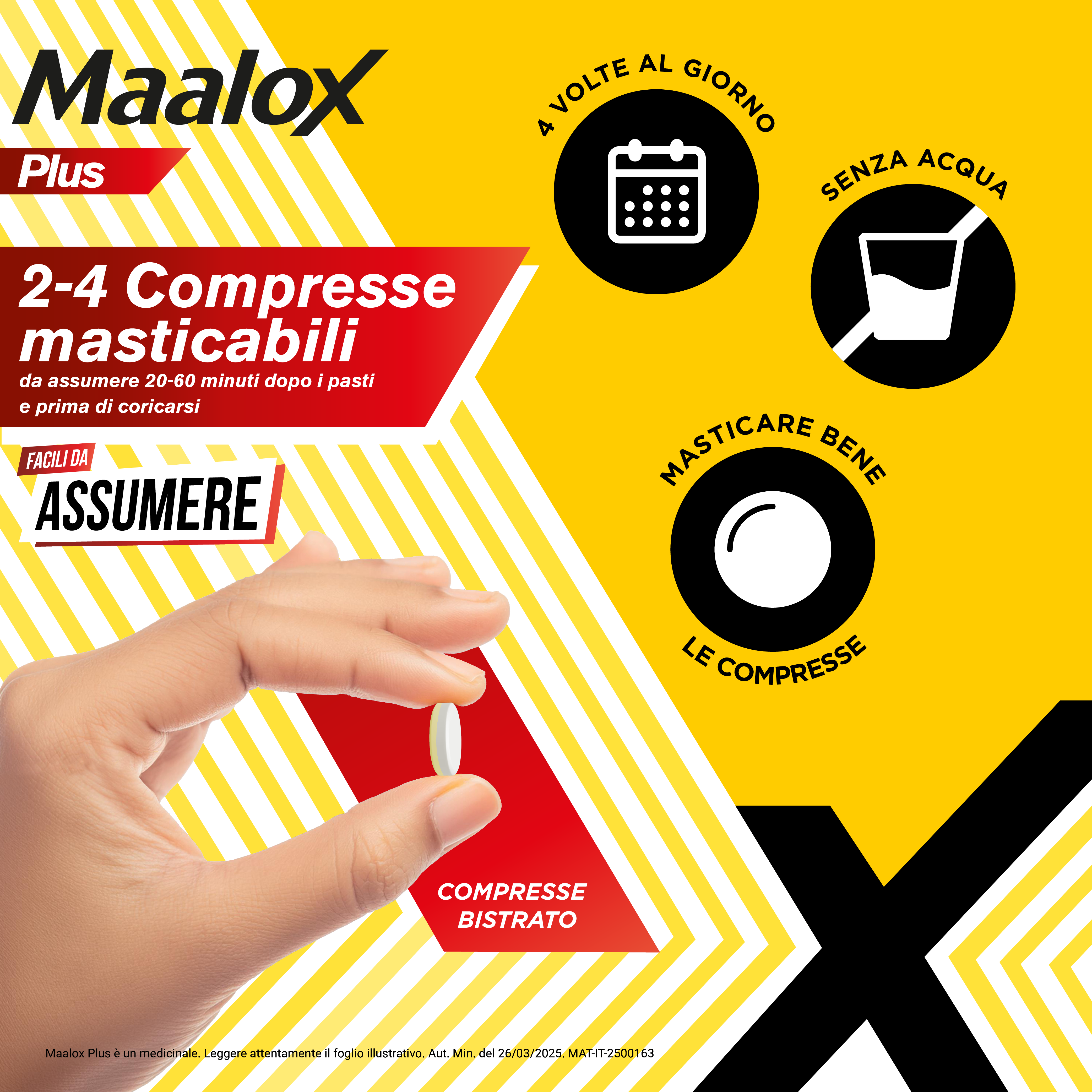 Maalox Plus 200 mg + 200 mg + 25 mg - 50 Compresse Masticabili Contro Bruciore, Cattiva Digestione E Iperacidità Di Stomaco