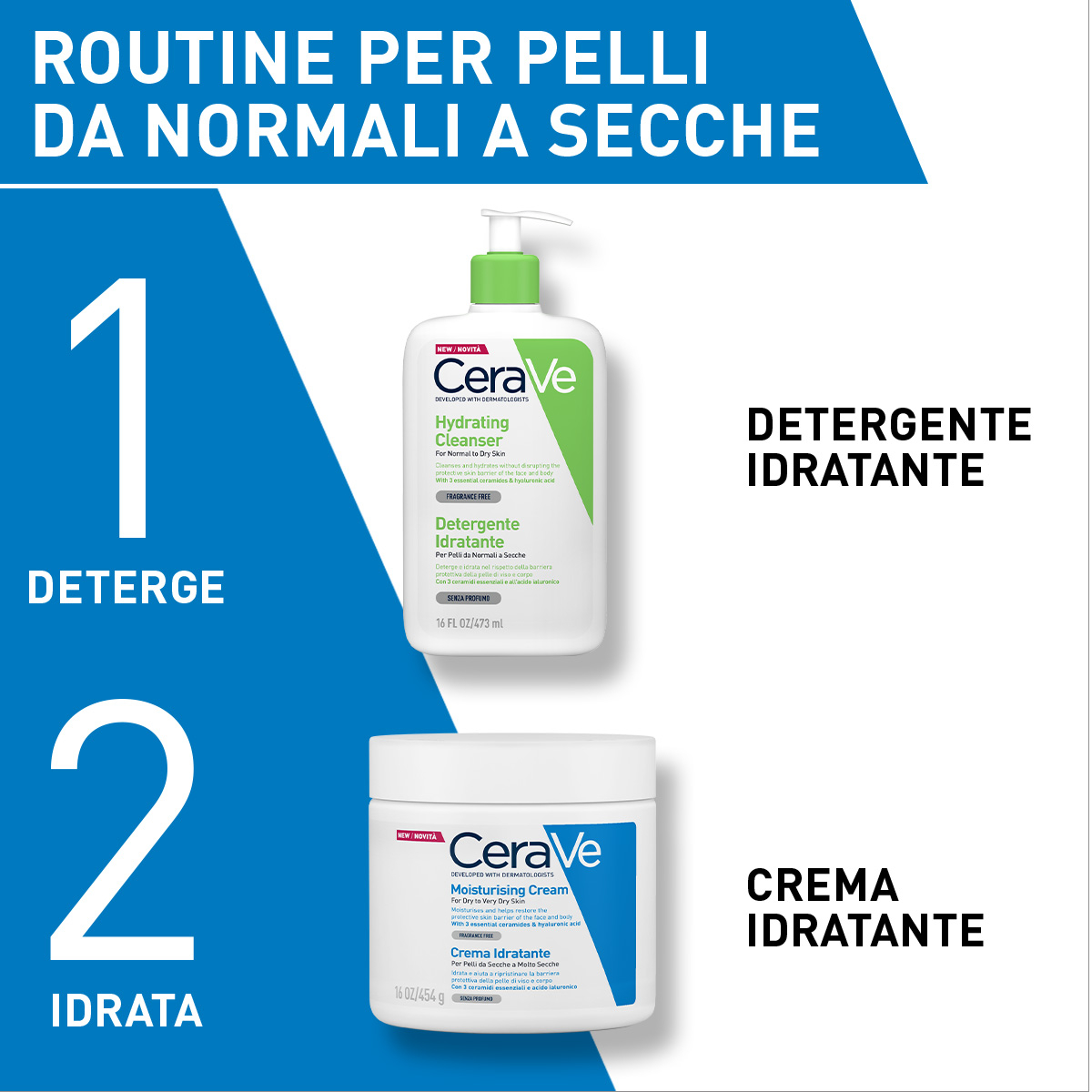 CeraVe Crema Idratante, Per Pelli Da Secche a Molto Secche Per il Corpo e il Viso, 454g