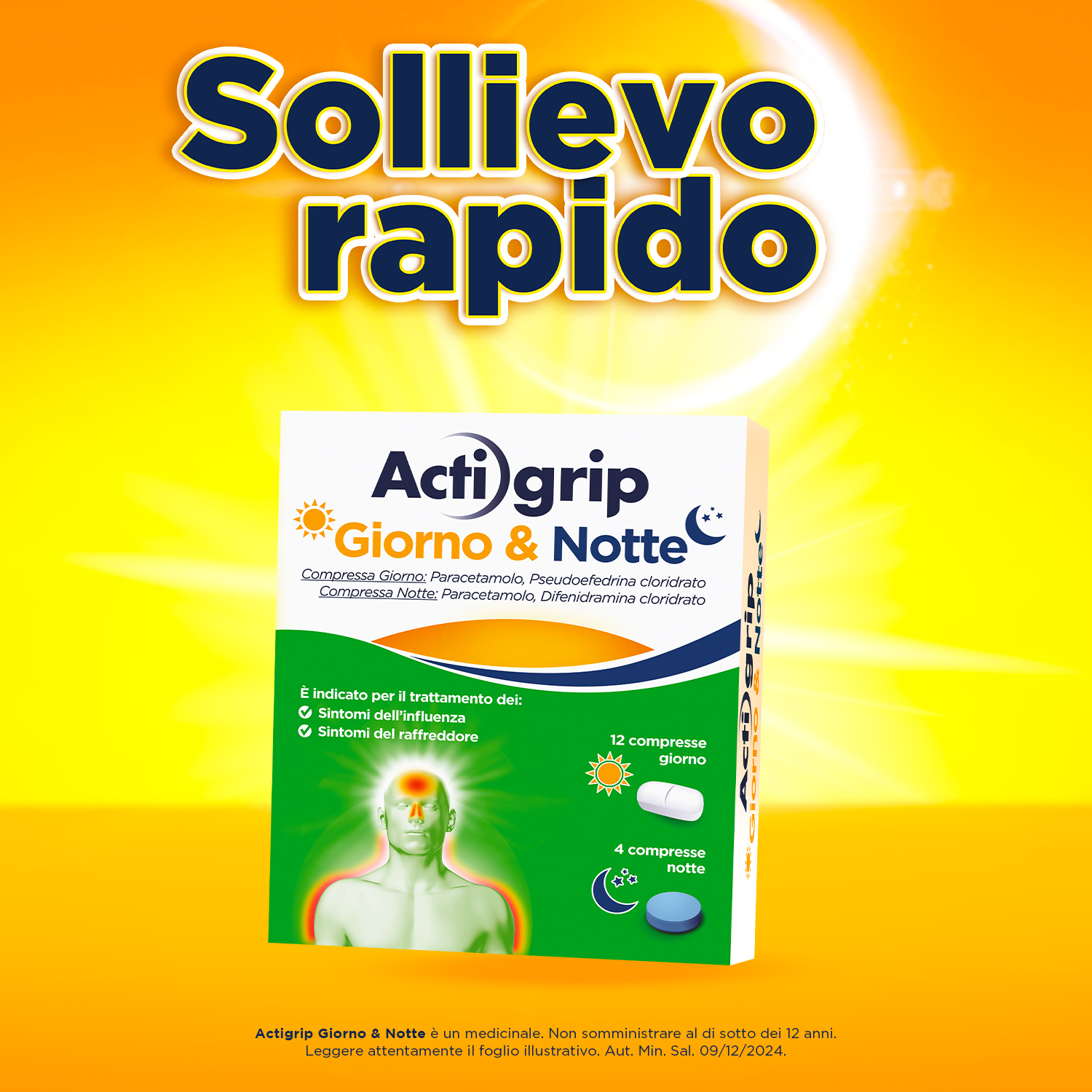 Actigrip Giorno e Notte Compresse per Raffreddore Febbre e Influenza