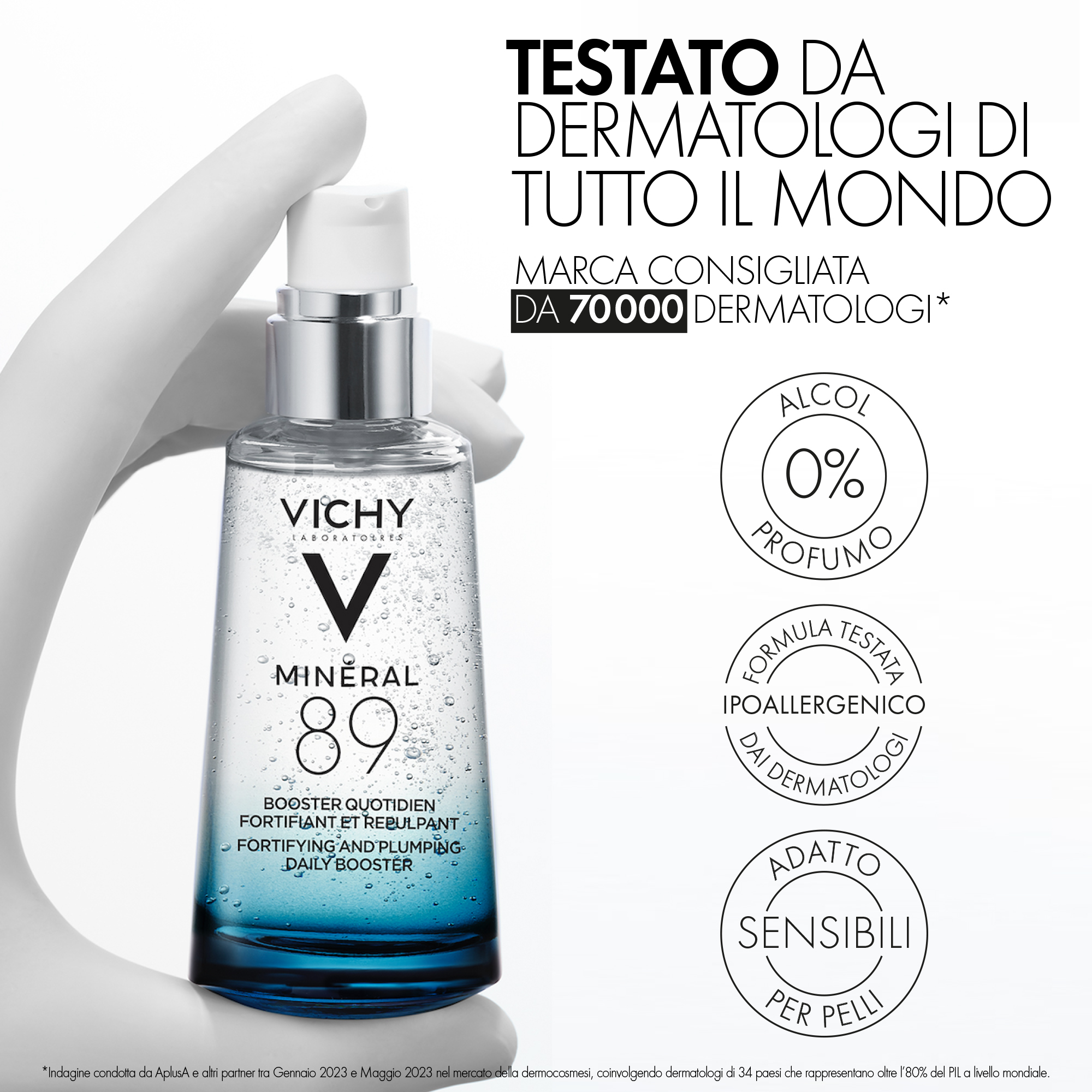 Vichy Minéral 89 - Booster Quotidiano Con Acido Ialuronico Fortificante E Rimpolpante 75ml