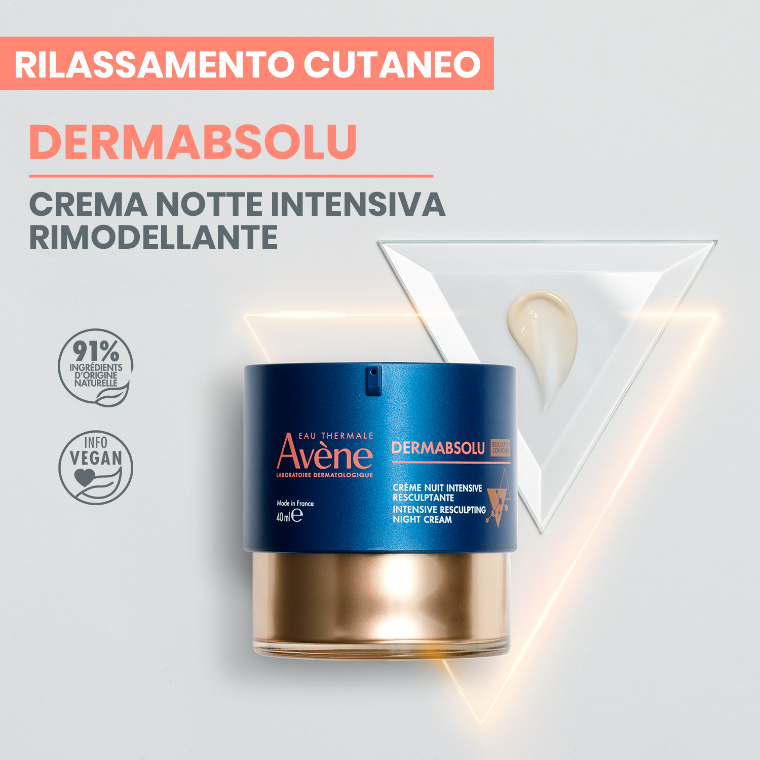 Eau Thermale Avène Dermabsolu Crema Notte Intensiva Rimodellante anti-età, 40ml