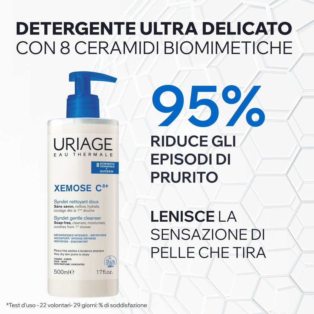 Uriage - Xémose C8+ Syndet Bagnodoccia Detergente Per Pelle Secca E Atopica Viso E Corpo 500 ml