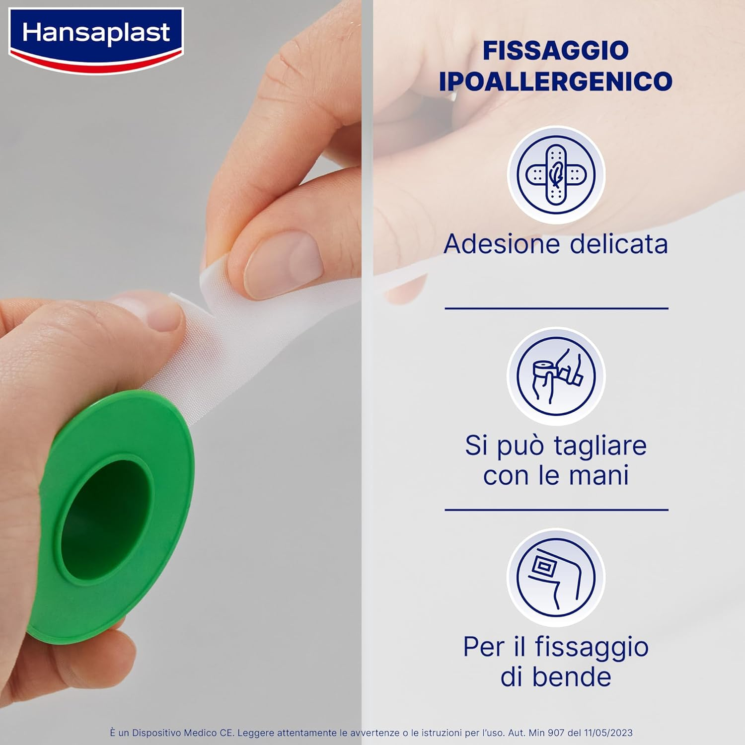 Hansaplast Sensitive Cerotto Rocchetto, Cerotto rotolo per il fissaggio di bende, 5 m x 2.5 cm