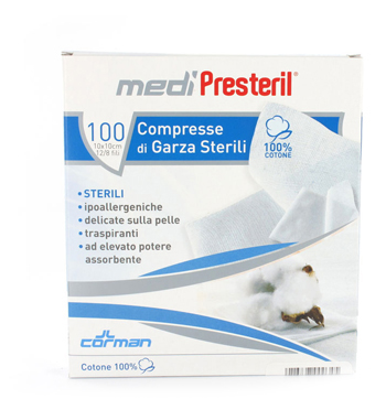 Medipresteril Compresse di Garza Sterili 10x10 cm 100 Pezzi