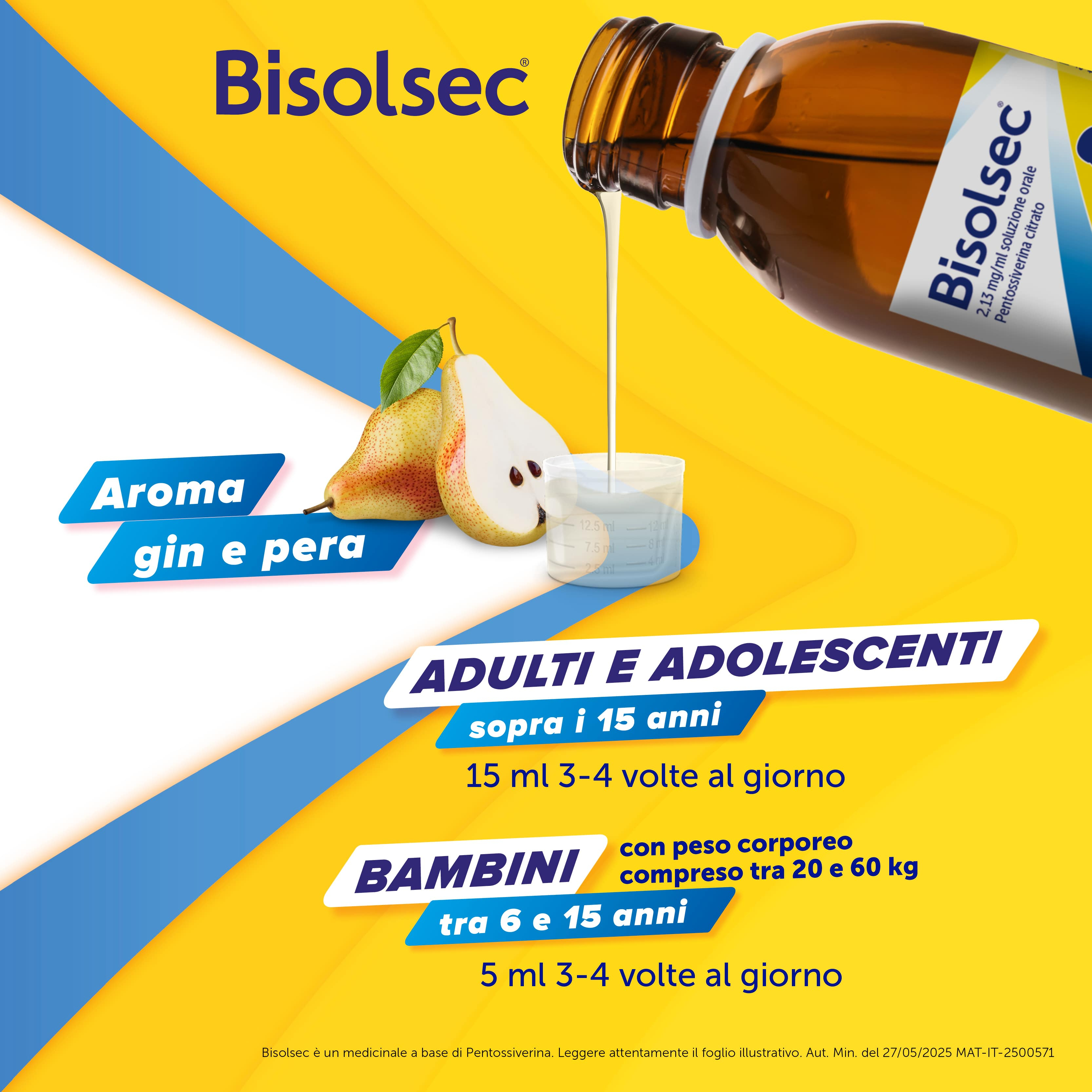 Bisolsec 2,13 mg/ml Soluzione Orale 190 ml - Sciroppo Sedativo Per Tosse Secca Adulti E Bambini (6+)