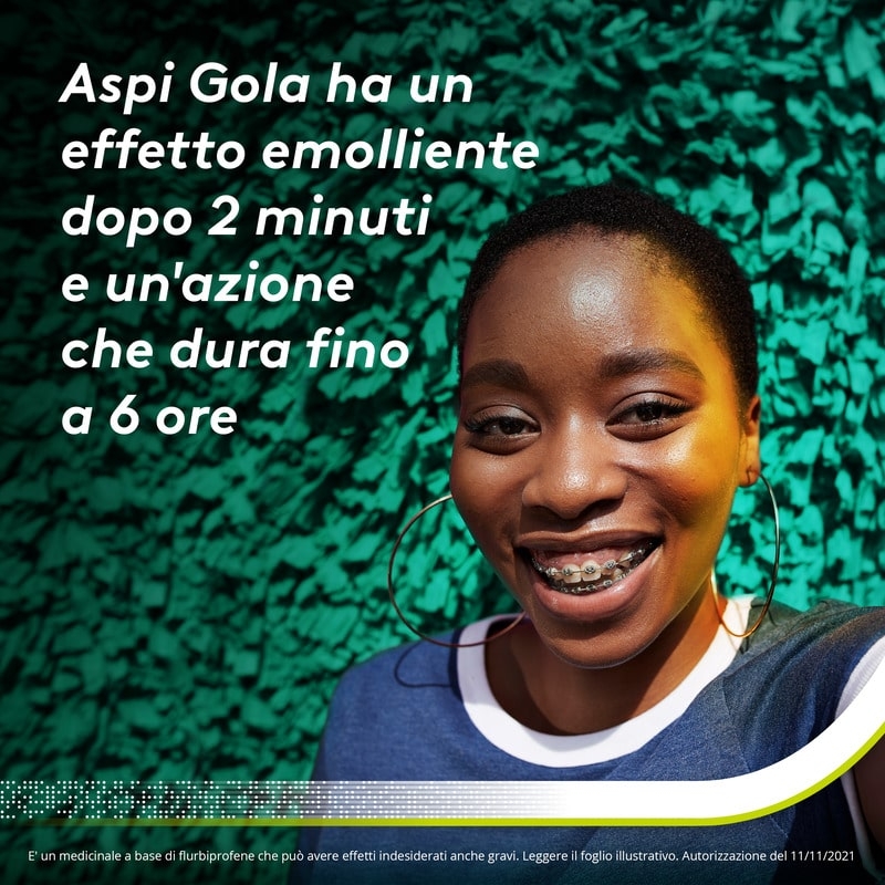 Aspi Gola Pastiglie per la gola infiammata, con 8,75 mg di Flurbiprofene, contro Faringite e Mal di gola, Gusto Limone e Miele 24 Pastiglie Orosolubili