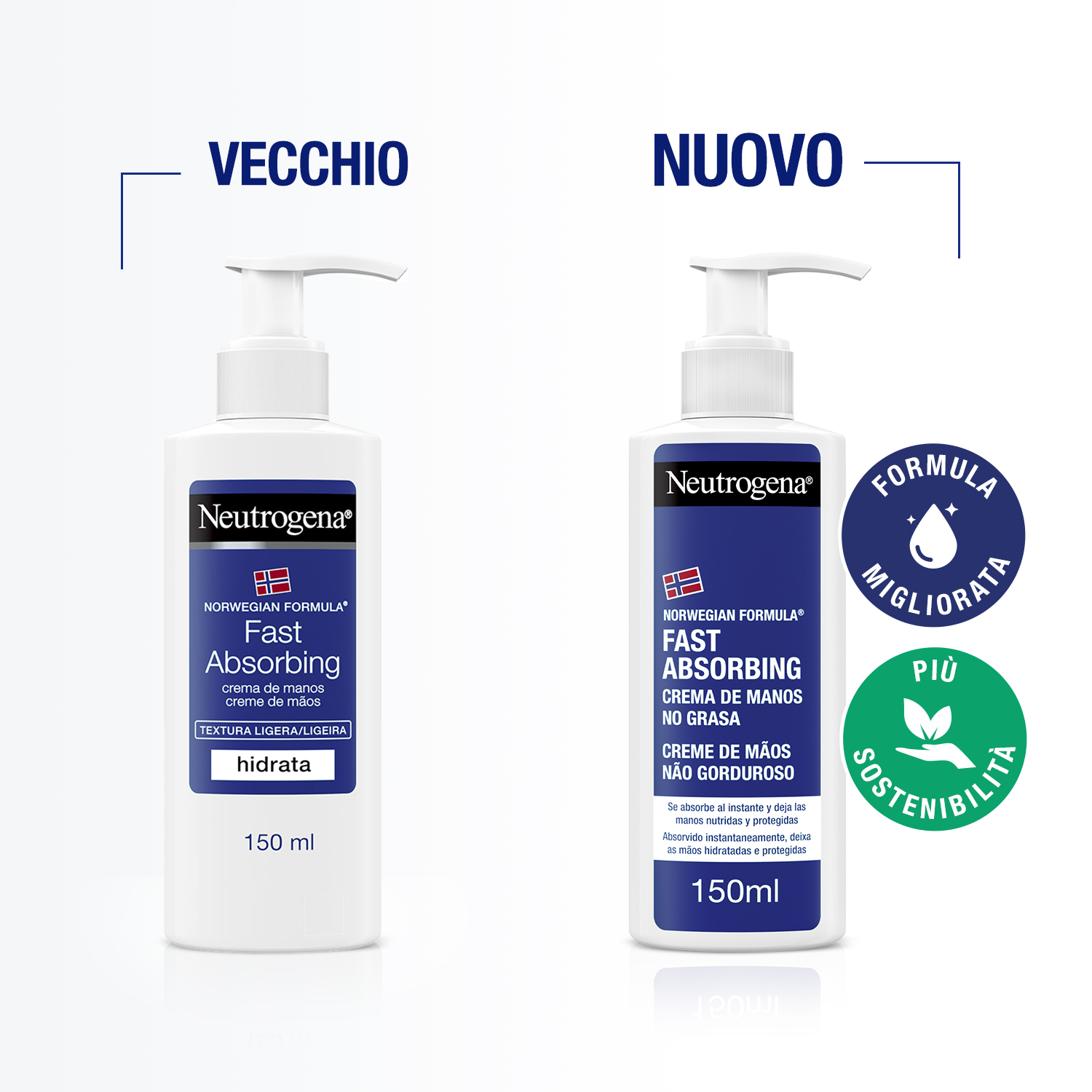 Neutrogena Formula Norvegese Crema Mani Assorbimento Rapido 150 ml, Crema mani secche e screpolate